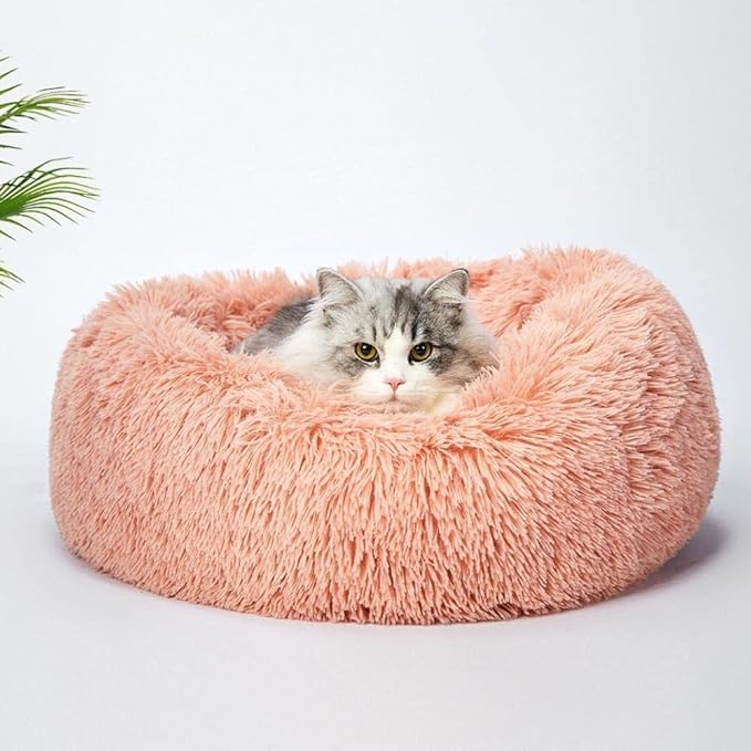 PaWz Pet Bed Dog Beds Mattress Bedding Cat Pad Mat Cushion Winter Pink, Calming Donut Dog Bed Medium, Large