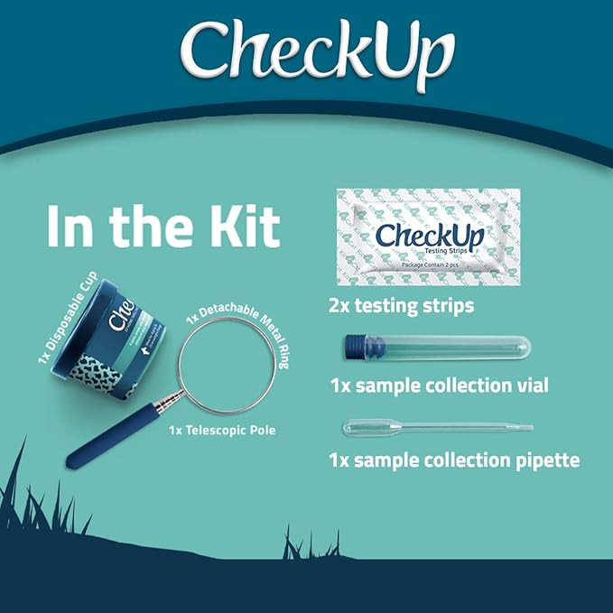 CheckUp Kit at Home Wellness Test for Dogs | Telescopic Pole, Detachable Cup & 2 Test Strips | Detects 4 Most Common Pet Health Indicators - Glucose, Protein, pH and Blood in Urine | 2 Strips
