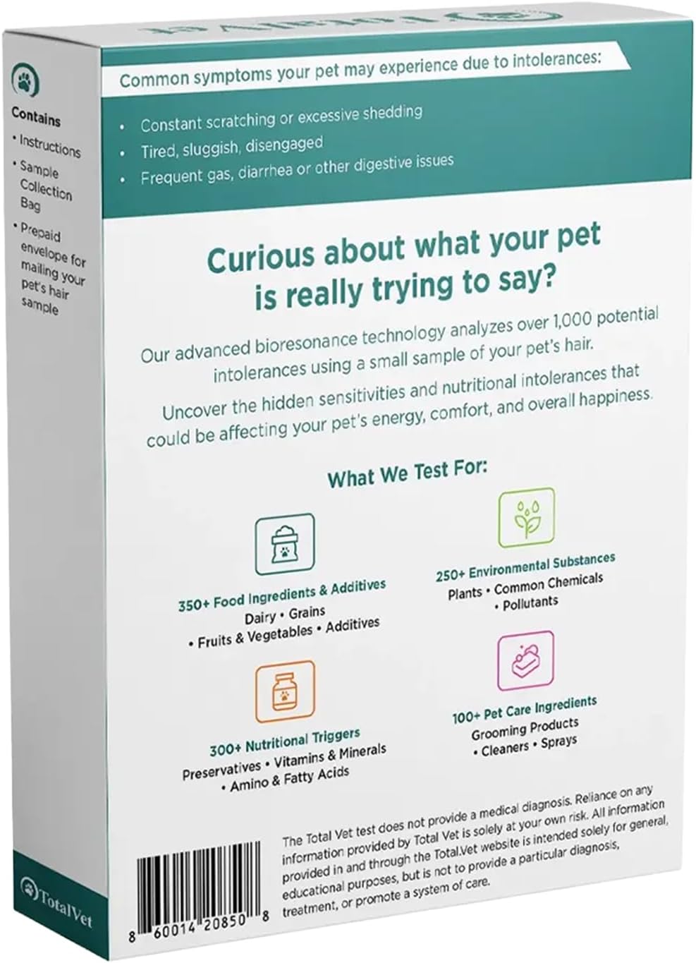 Dog Allergy +1000 Food & Nutritional Sensitivity Test, Pet Intolerance Kit at Home — Advanced Complement to DNA Tests for Complete Pet Wellness