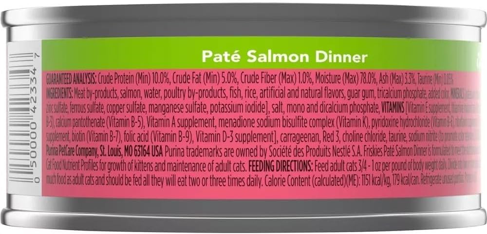 Friskies Purina Salmon Dinner Pate Wet Cat Food 5.5 Ounce (Pack of 12)