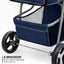 MoNiBloom 3 Wheels Pet Stroller, Foldable Dog Cat Cage Jogger Stroller with Weather Cover for All-Season, Storage Basket and Cup Holder, Breathable and Visible Mesh for Small/Medium Pets, Blue