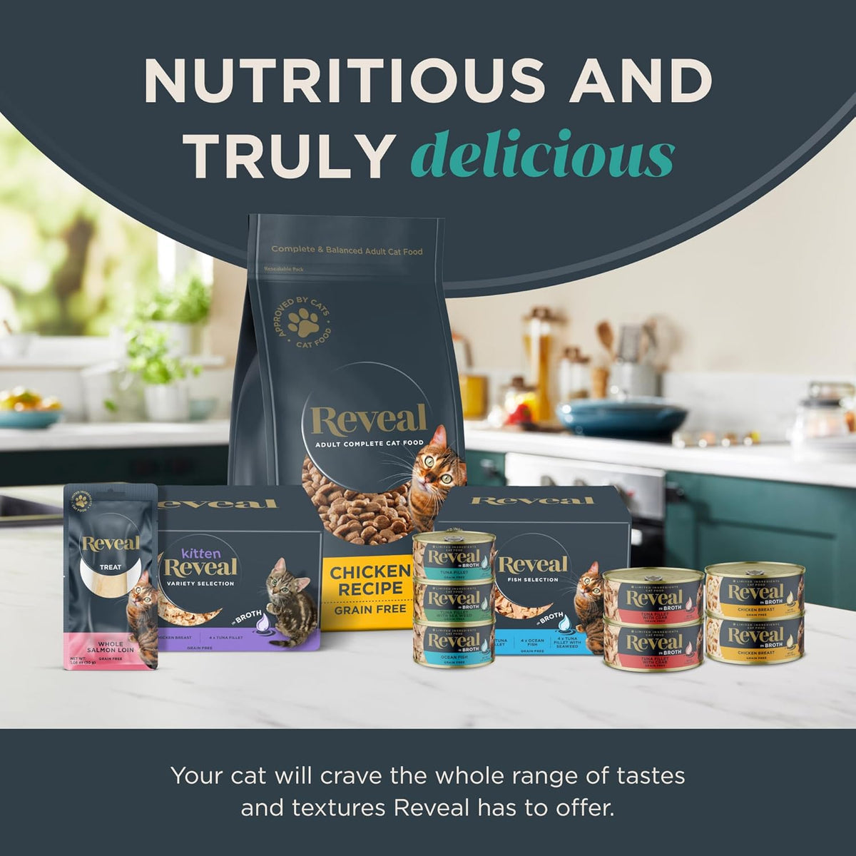 Reveal Natural Wet Cat Food, Limited and Natural Ingredients, Grain Free, High Protein with No Artificial Additives, Tuna Fillet with Shrimp in Broth (12 x 2.47 oz Pouches)