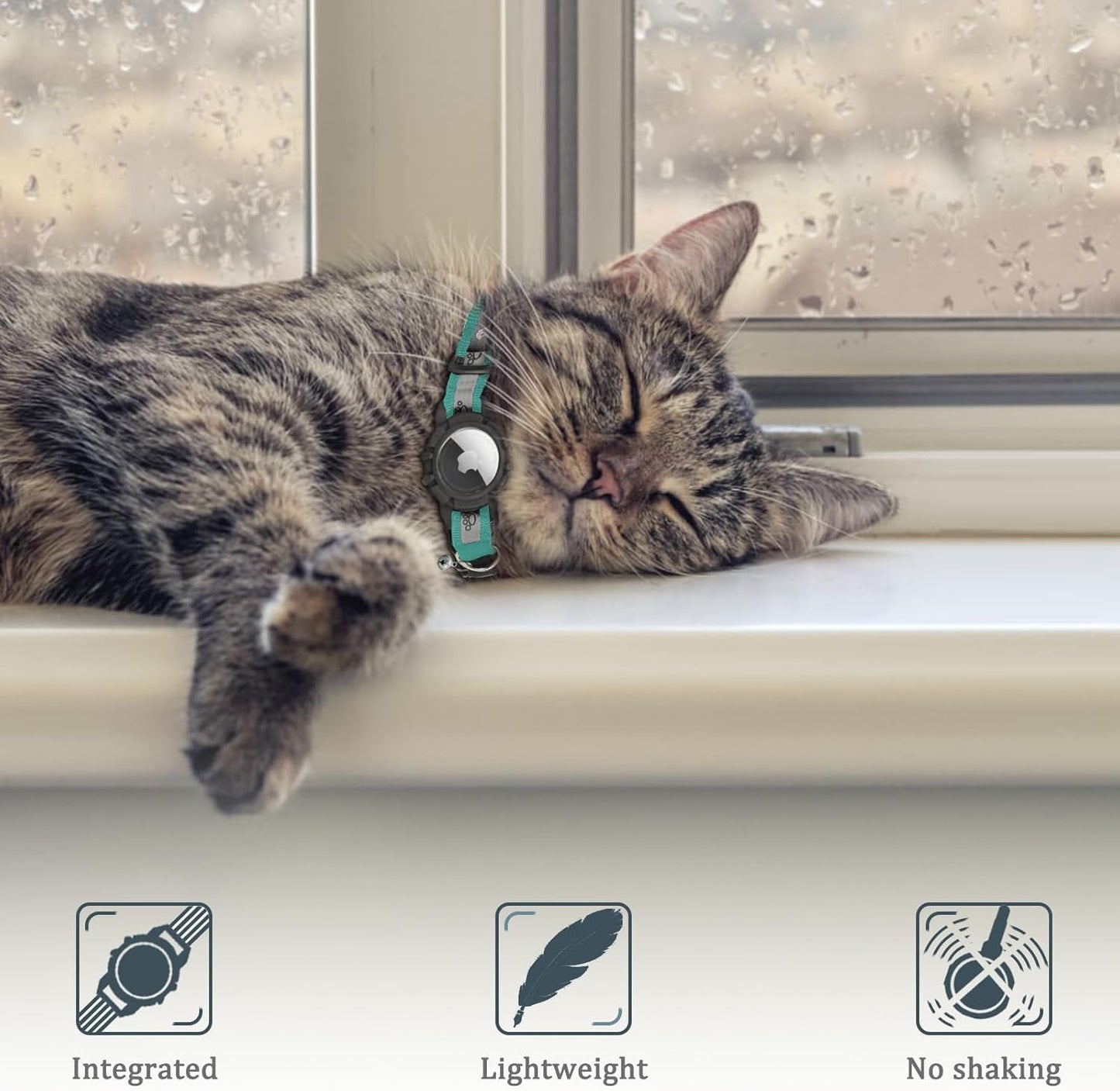 Reflective AirTag Cat Collar, Integrated Cat Tracker Collar with Air Tag Holder and Bell