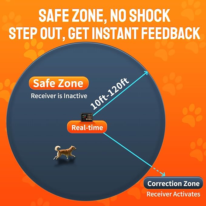 3-in-1 Radar Wireless Dog Fence System for 3 Dogs, Dog Training Collar with Fence & Forbidden Zone Modes, No GPS Indoor Outdoor Dog Containment, IPX7 Waterproof (1 Collar)
