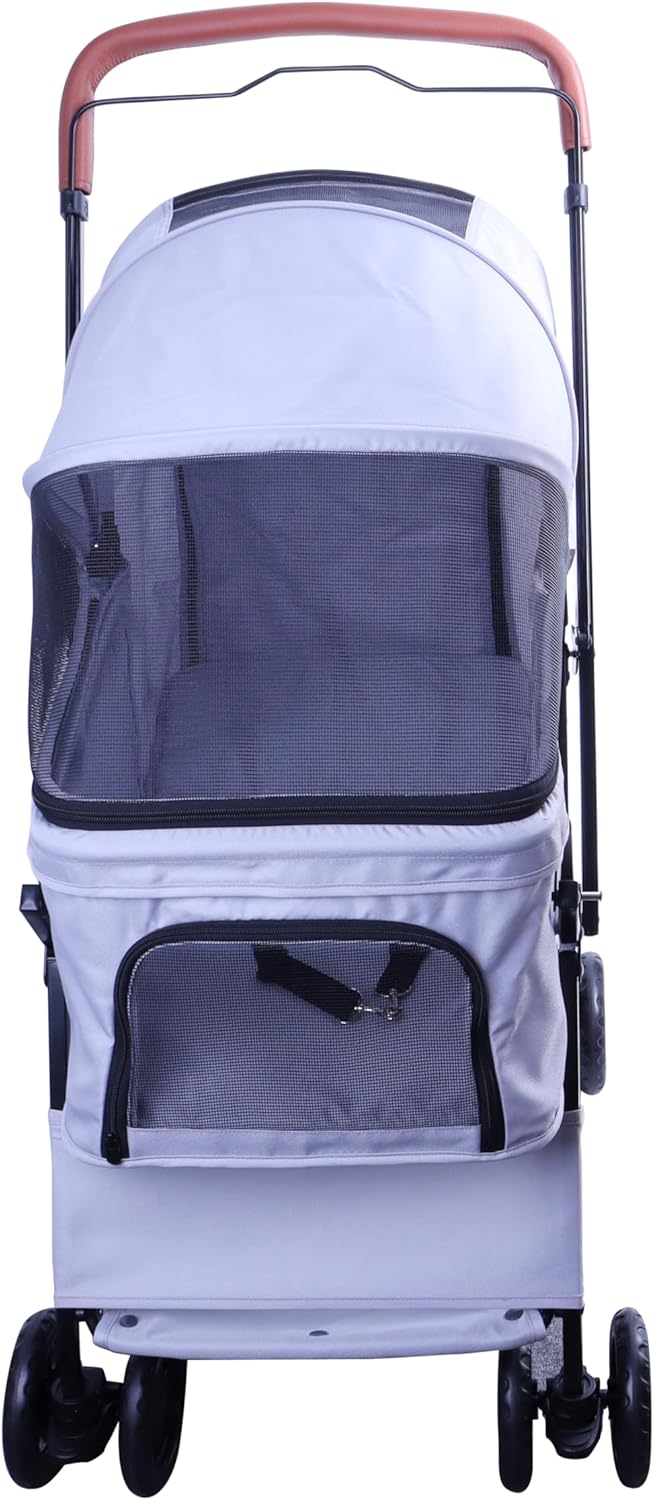 Reversible Pet Stroller (4 Wheels for Cats and Dogs) for Small and Medium Pets up to 33 lbs.Gray