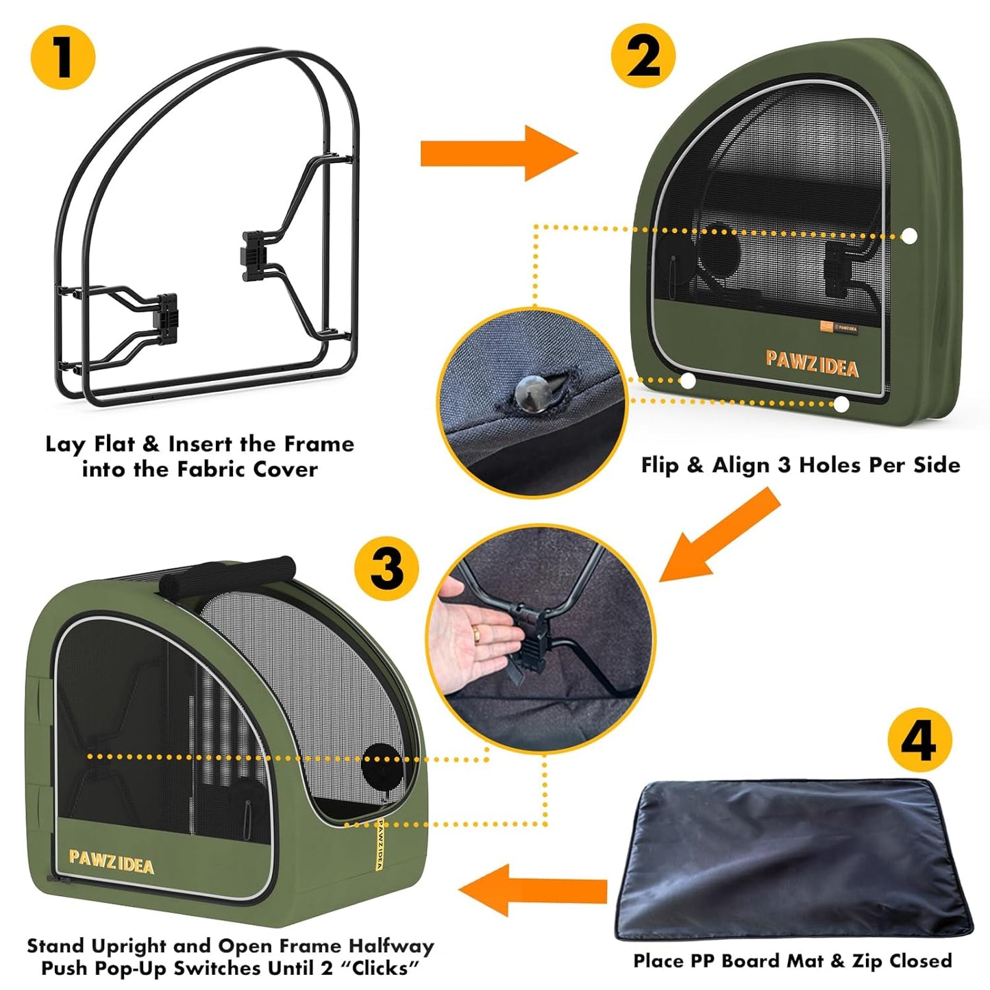 PAWZIDEA 3-in-1 Large Dog Stroller with Detachable Carrier up to 80lbs, Portable Dog Car Crate & Travel Kennel, Foldable Pet Stroller for 2 Medium Dogs, All-Terrain 9” Jogger Wheels, Adjustable Handle