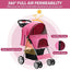 4 Wheels Pet Stroller for Small Medium Dogs Cats 10-33 lbs, Pink