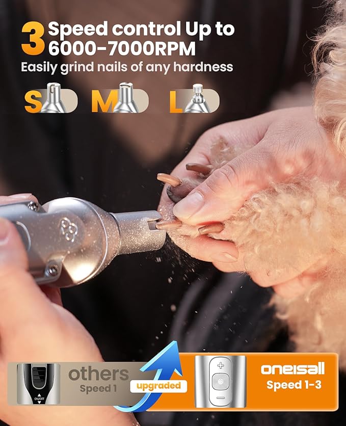 oneisall Small Dog Clippers and Paw Trimmer with Low Noise, 4 - in - 1 Cordless Dog Grooming Kit with 3 - Level Speed Clippers (7000 RPM)