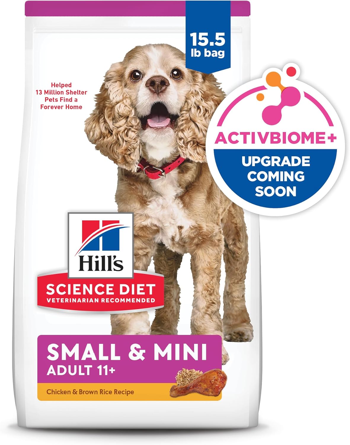 Hill's Science Diet Small & Mini, Senior Adult 11+, Small & Mini Breeds Senior Premium Nutrition, Dry Dog Food, Chicken, Brown Rice & Barley, 15.5 lb Bag