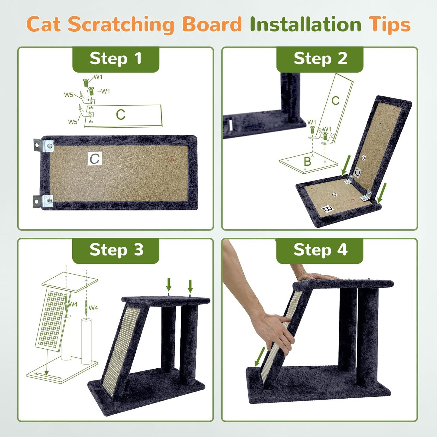 Globlazer Cat Tower for Indoor Adult Cats, 50-inch Heavy Duty Cat Tree House for Big Cats with Extra-Large Padded Platform, Sisal Scratching Board, 2 Large Condos, F50, Light Grey