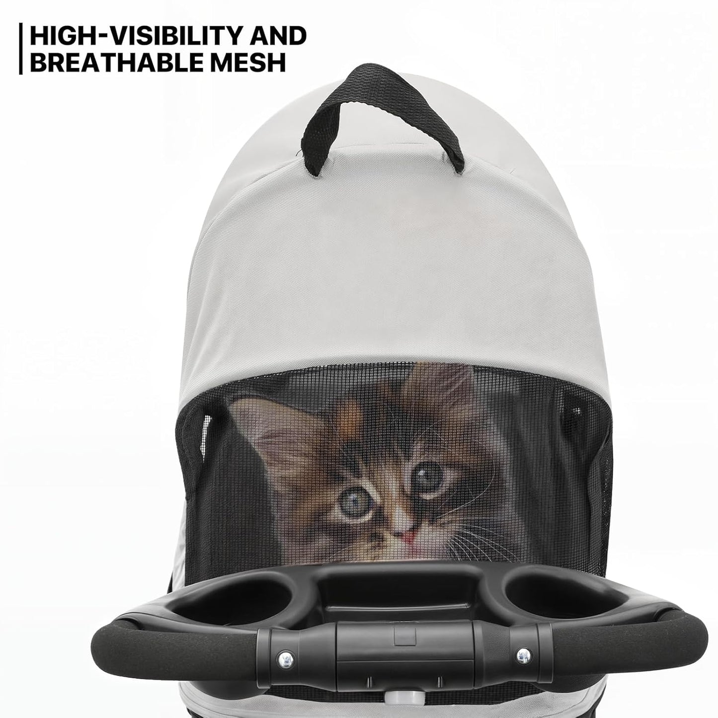 MoNiBloom 3 in 1 Foldable Pet Stroller for Small & Medium Dogs, Detachable Carrier, Car Seat, Push Button Entry, 4-Wheel Jogger for Pets up to 33 lbs, Black