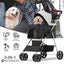 MoNiBloom 3 in 1 Foldable Pet Stroller for Small & Medium Dogs, Detachable Carrier, Car Seat, Push Button Entry, 4-Wheel Jogger for Pets up to 33 lbs, Black