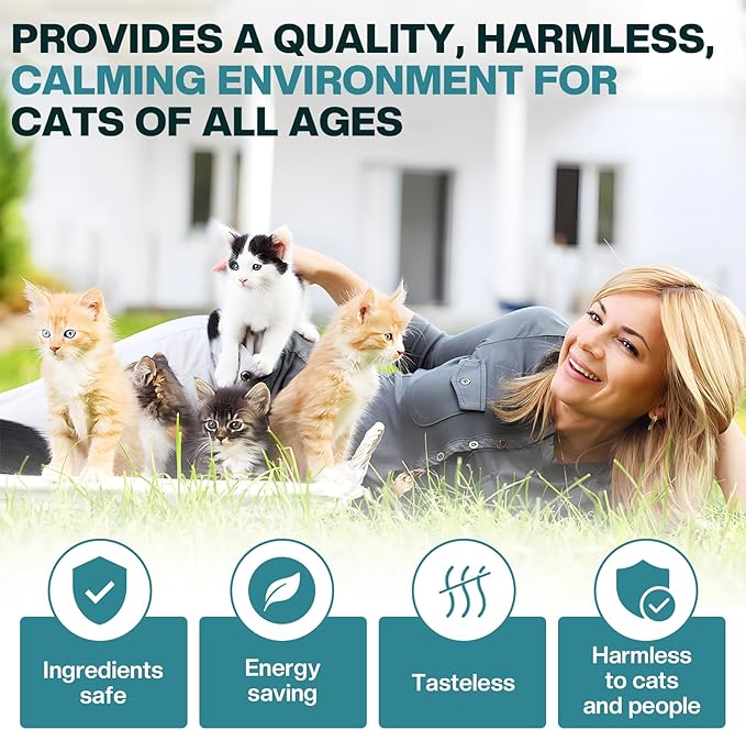 Cat Calming Pheromones Diffuser: 6-in-1 Kit Cat Appeasing Pheromone Diffuser to Calm (2 Plugin+4x48ml Refills) for Comfort Reduces Stress Anxiety, Long-Lasting Appeasing Pheromone for Pet Cat (6in1)