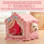 Jiupety Indoor Dog House with Frame, Cute Dog Tent Bed with Cover Cave, Breathable, Washable, and Foldable House, Suitable for 10-20 Lb Puppy and Cats, Medium (17"×17"×17"), Pink