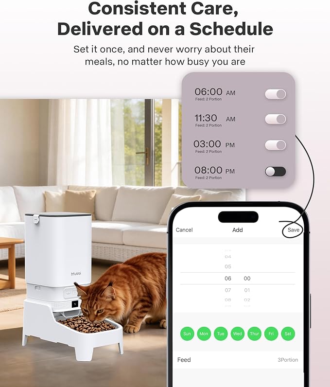Automatic Cat Feeder with Camera - 7L/29 Cups Auto Dog Feeder with Large Food Tray & 1080P Night Vision