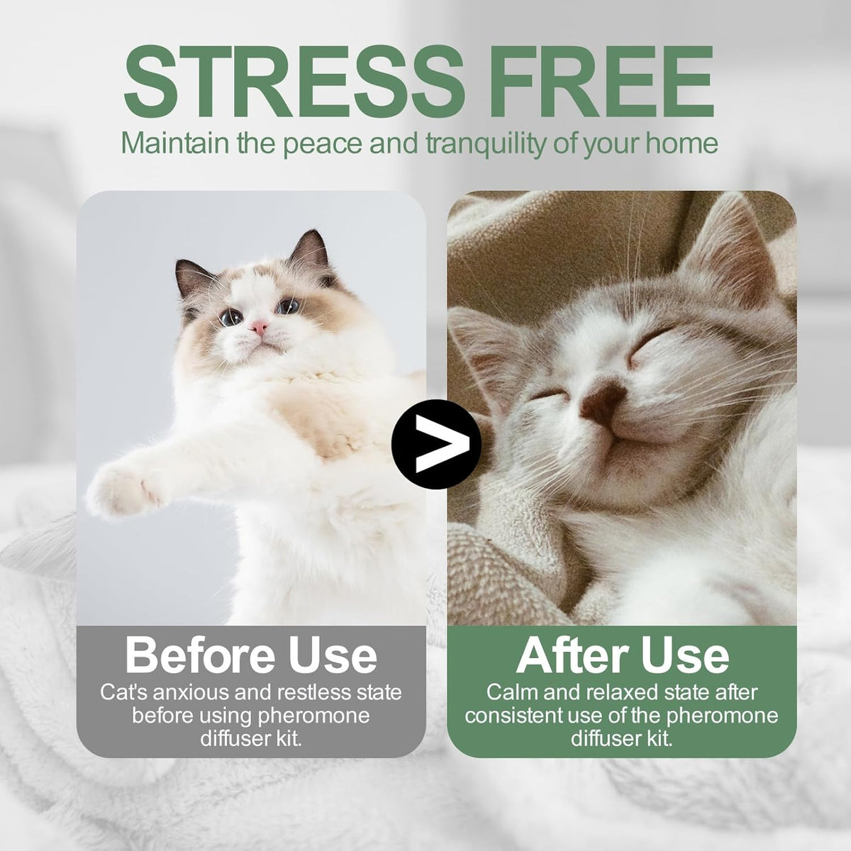 Cat Calming Pheromone Diffuser Refills, 4 Pack 48ml, Helps Relieve Cat Anxiety, Reduce Stress