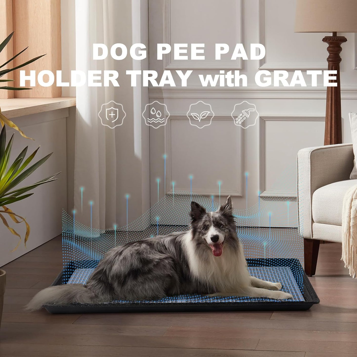 HQ4us Dog Pee Pad Holder Tray with Grate 45”×34”, Large Dog Litter Box Toilet