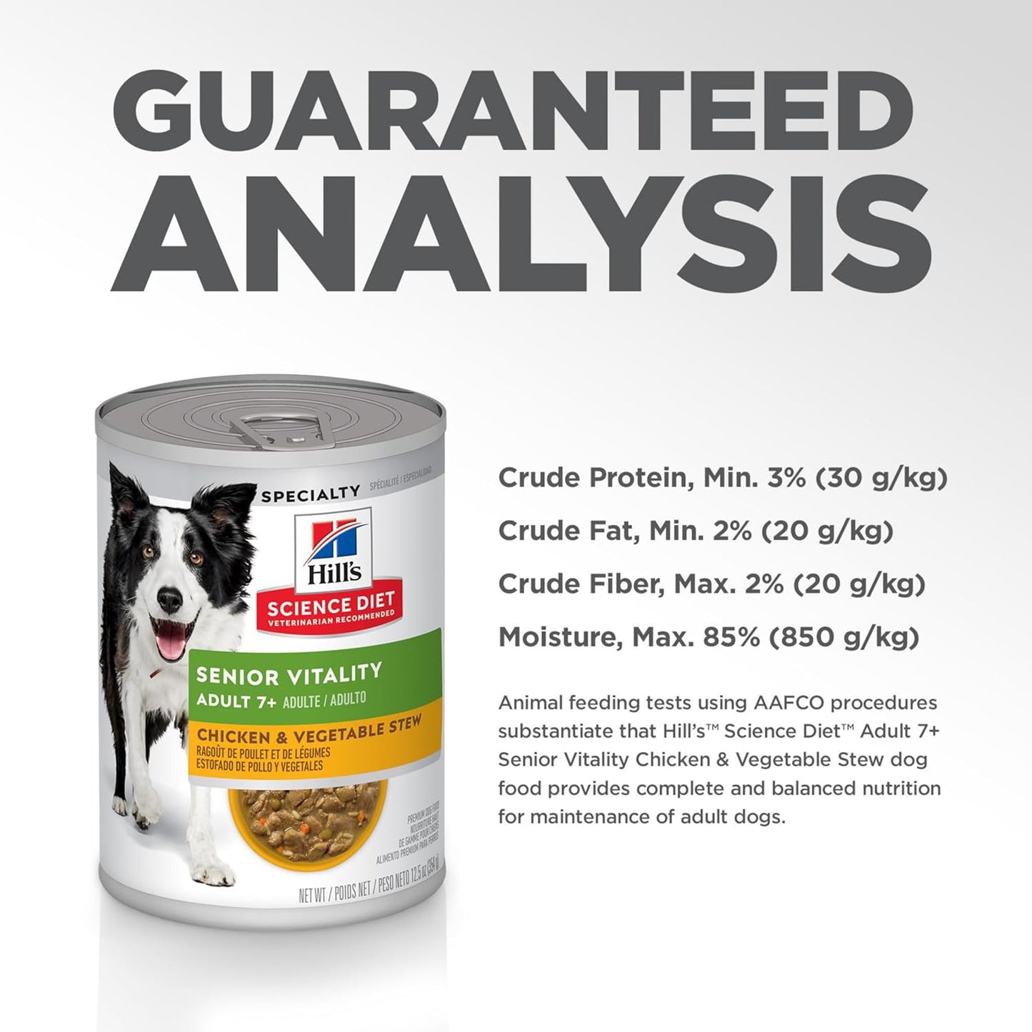 Hill's Science Diet Senior Vitality Adult 7+ Wet Dog Food, Chicken & Vegetable Stew, 12.5 oz. Cans, 12-Pack