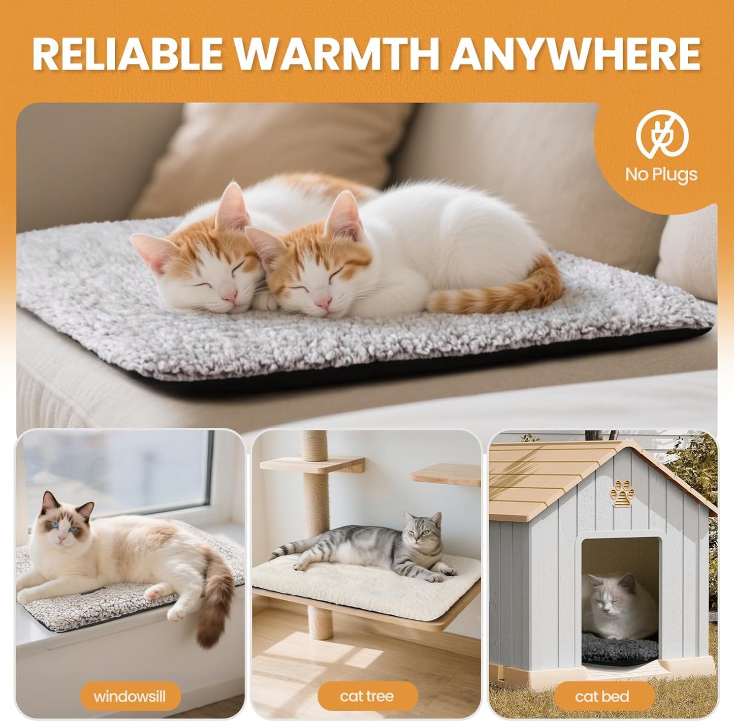 Self Warming Cat Bed Self Heating Cat Dog Mat 24 x 18 inch Extra Warm Thermal Pet Pad
