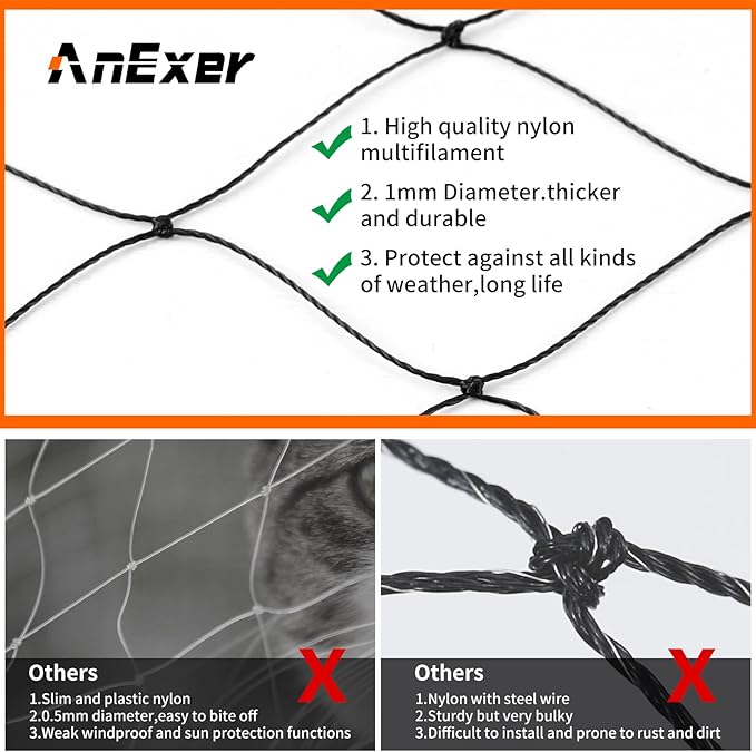 Cat Balcony Rail Net, 10 x 26 ft Cat Anti-Fall Netting