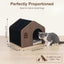 Modern Wooden Cat House Indoor – E0 Grade Enclosed Cat Cave Bed with Washable Cushion, Eco-Friendly Non-Toxic Pet Furniture for Kittens & Medium Cats