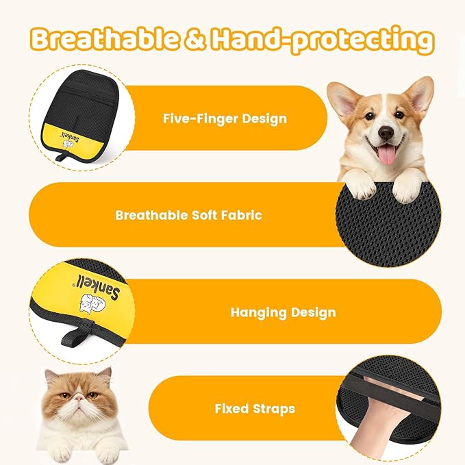 Pet Hair Removal Glove for Dogs & Cats, Newly Upgraded Reusable Electrostatic Pet Hair Remover Glove