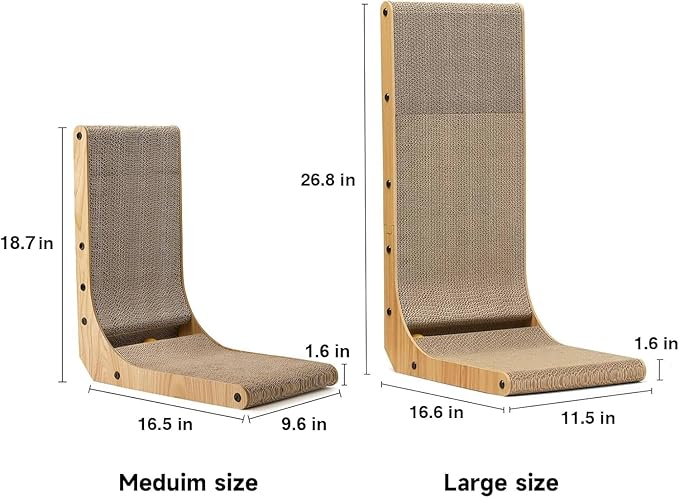 FUKUMARU Cat Scratcher, 18.7 Inch L Shape Cat Scratch Pad Wall Mounted