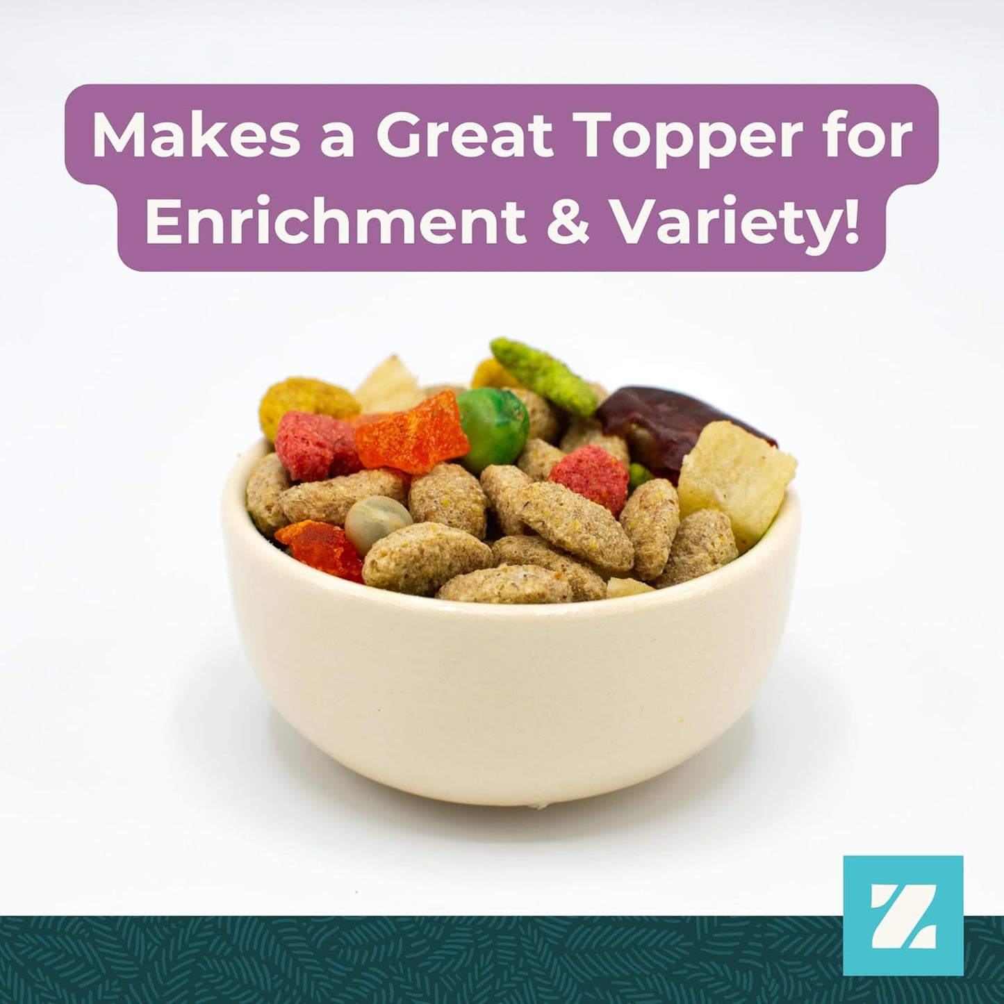 ZuPreem Pure Fun Bird Food, Cockatoo, Macaw, Seed and Pellet Blend for Large Birds, (L, 2 lbs)