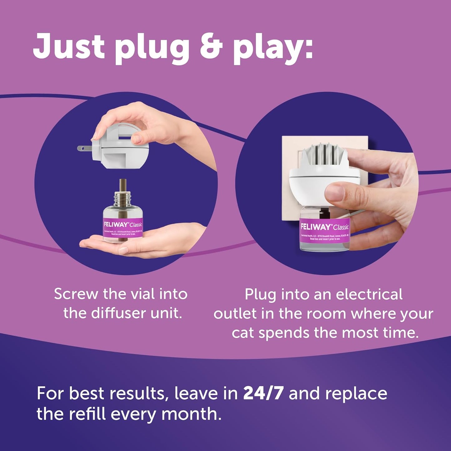 FELIWAY Classic 30 Day Cat Calming Plug In Pheromone Diffuser Starter Kit, 48ml