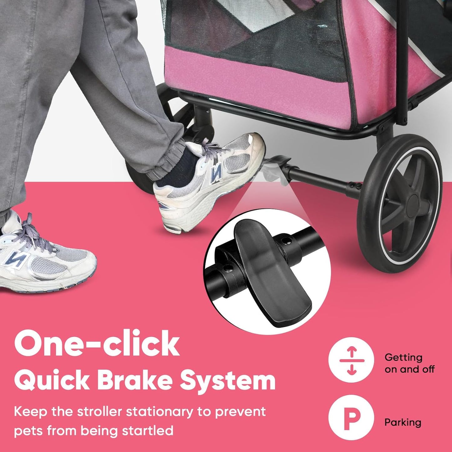Petbobi Dog Stroller for Large & Medium Dogs - for Large Senior Pets up to 80 lbs, Pink