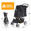 Pet Stroller for Dogs, Black 4 Wheels Cat Strolling Cart Foldable Travel Carrier