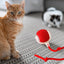 Automatic Cat Ball, RED, LED Lights, Indoors for Active Cats - Rechargeable, Smart Rolling, Speedy Tail/Rope