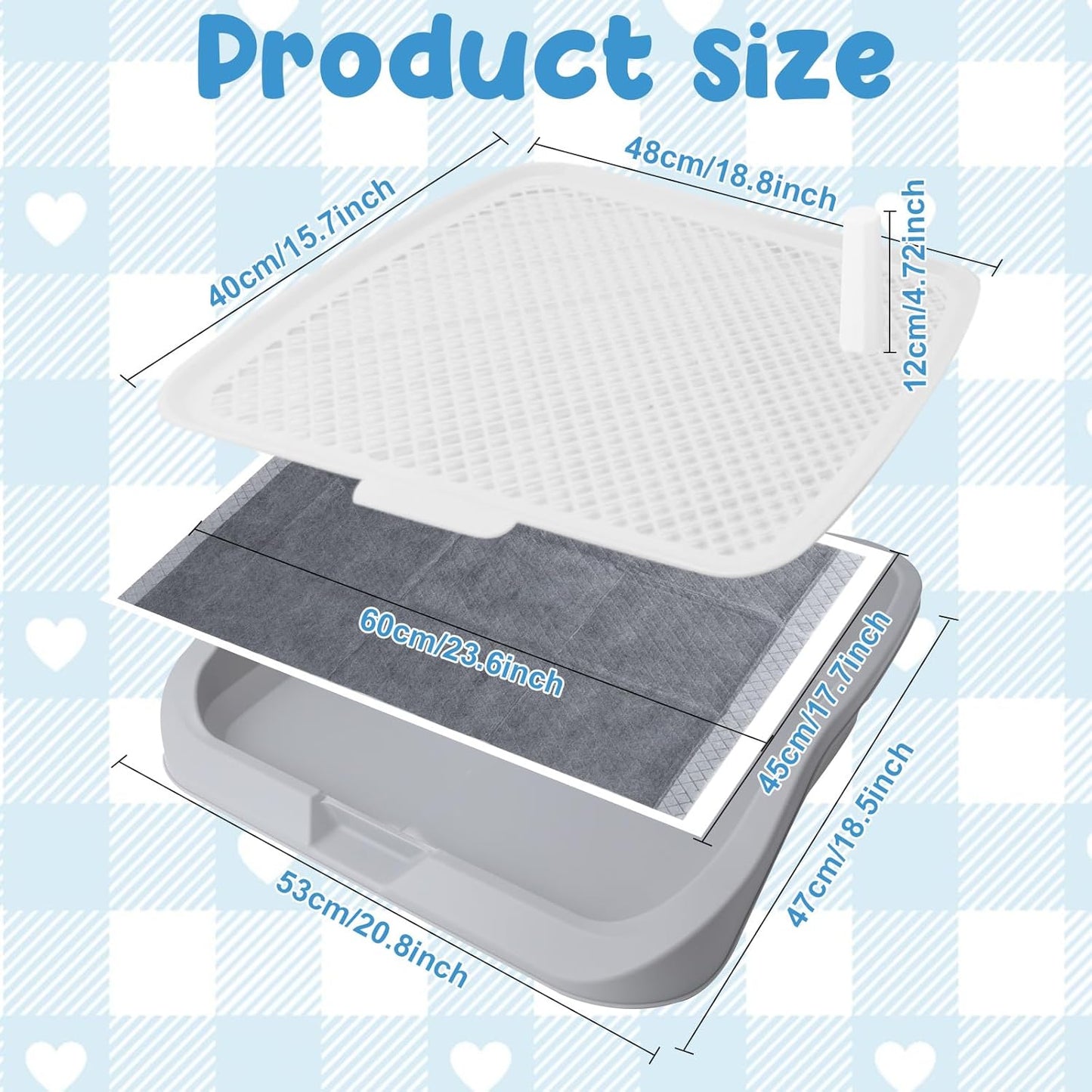 XL Dog Litter Box,Pee Pad Holder, Puppy Pads Holder,Include Box,Pee Pad&Cloth,Puppy Potty Training Tray for Small/Medium Dog