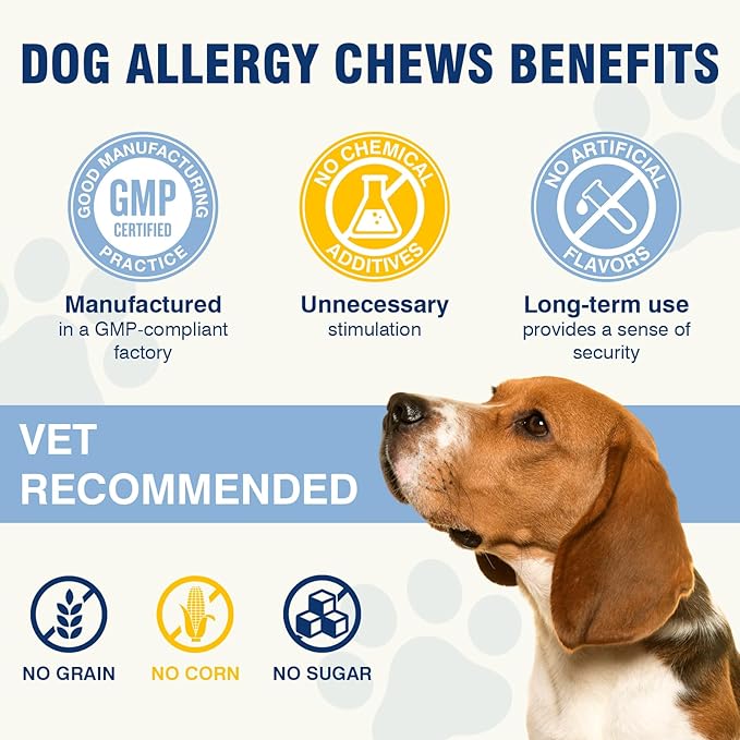 Dog Allergy Chews - Dog Immune Support - Probiotics for Gut Health - Allergies and Itching Skin Support - Itch Relief for Dogs - Seasonal Allergy - Aller Immune Bites for Dogs - 200ct