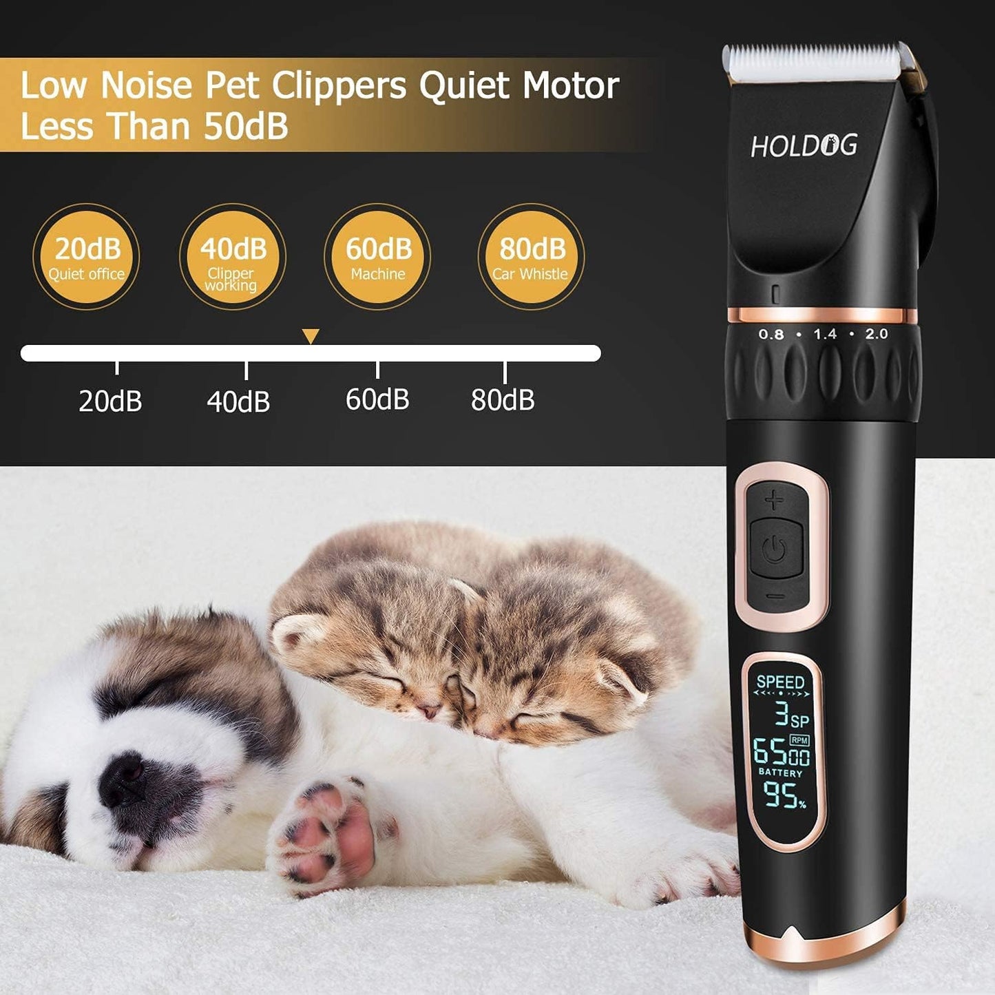 Dog Clippers 3-Speed Low Noise Cordless