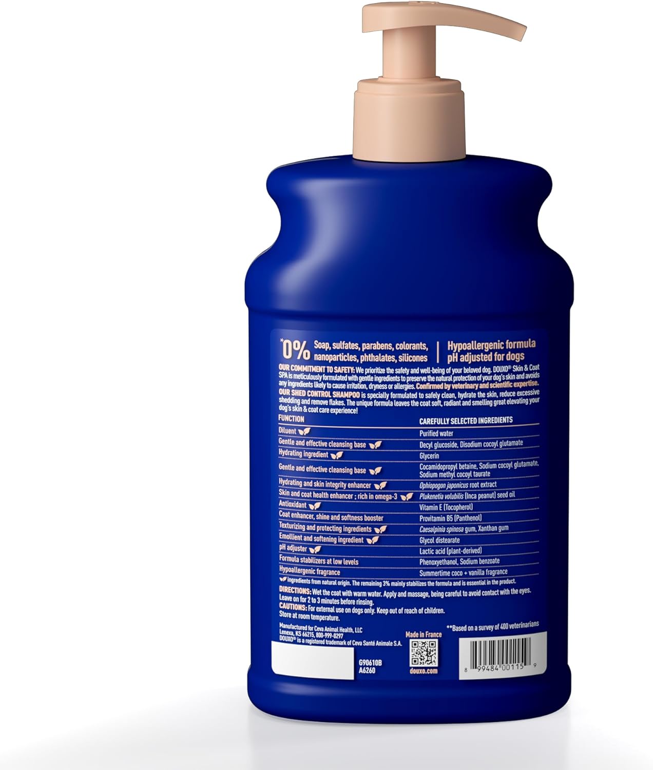 DOUXO® Skin & Coat SPA - Ultra-Safe Dog Shed Control Shampoo, 16 fl oz