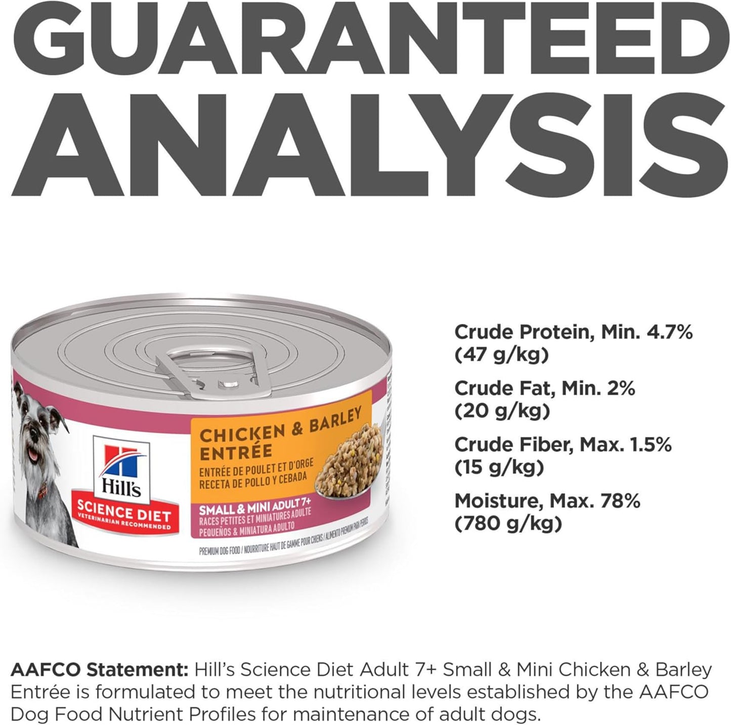 Hill's Science Diet Small & Mini, Senior Adult 7+, Small & Mini Breeds Senior Premium Nutrition, Wet Dog Food, Chicken & Barley Loaf, 5.8 oz Can, Case of 24