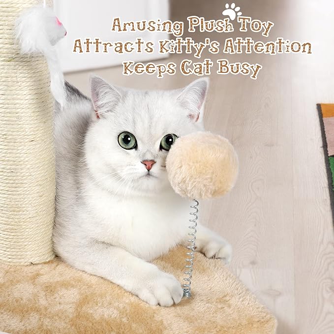 ANWA 32" Tall Cat Scratching Posts for Indoor Cats, 3-in-1 , Beige