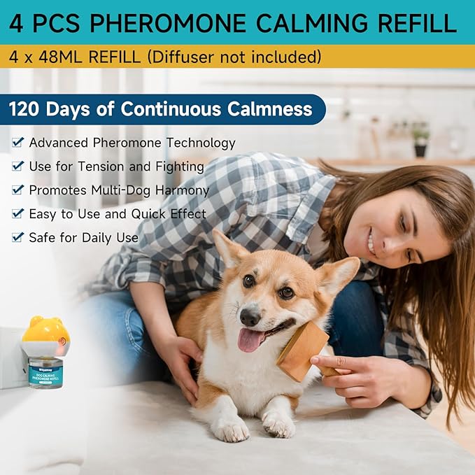 Woyamay Dog Calming Diffuser Refills - 4 Pack Dog Pheromones Calming Diffuser for Dog
