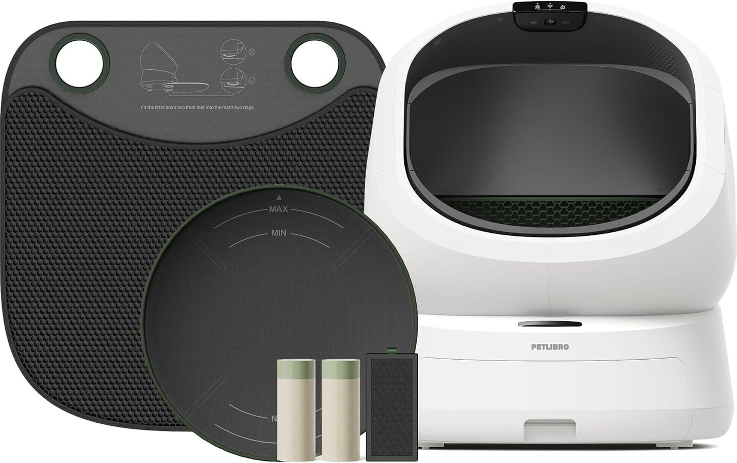 PETLIBRO Automatic Cat Litter Box Bundle with Accessories Kit, Open Top Self Cleaning Cat Litter Box with AI-Camera
