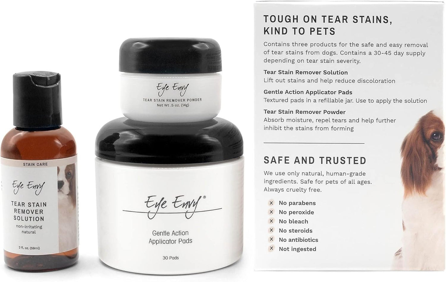 Eye Envy Dog Tear Stain Remover Starter Kit. 100% Natural, Safe. Contains: Stain Solution