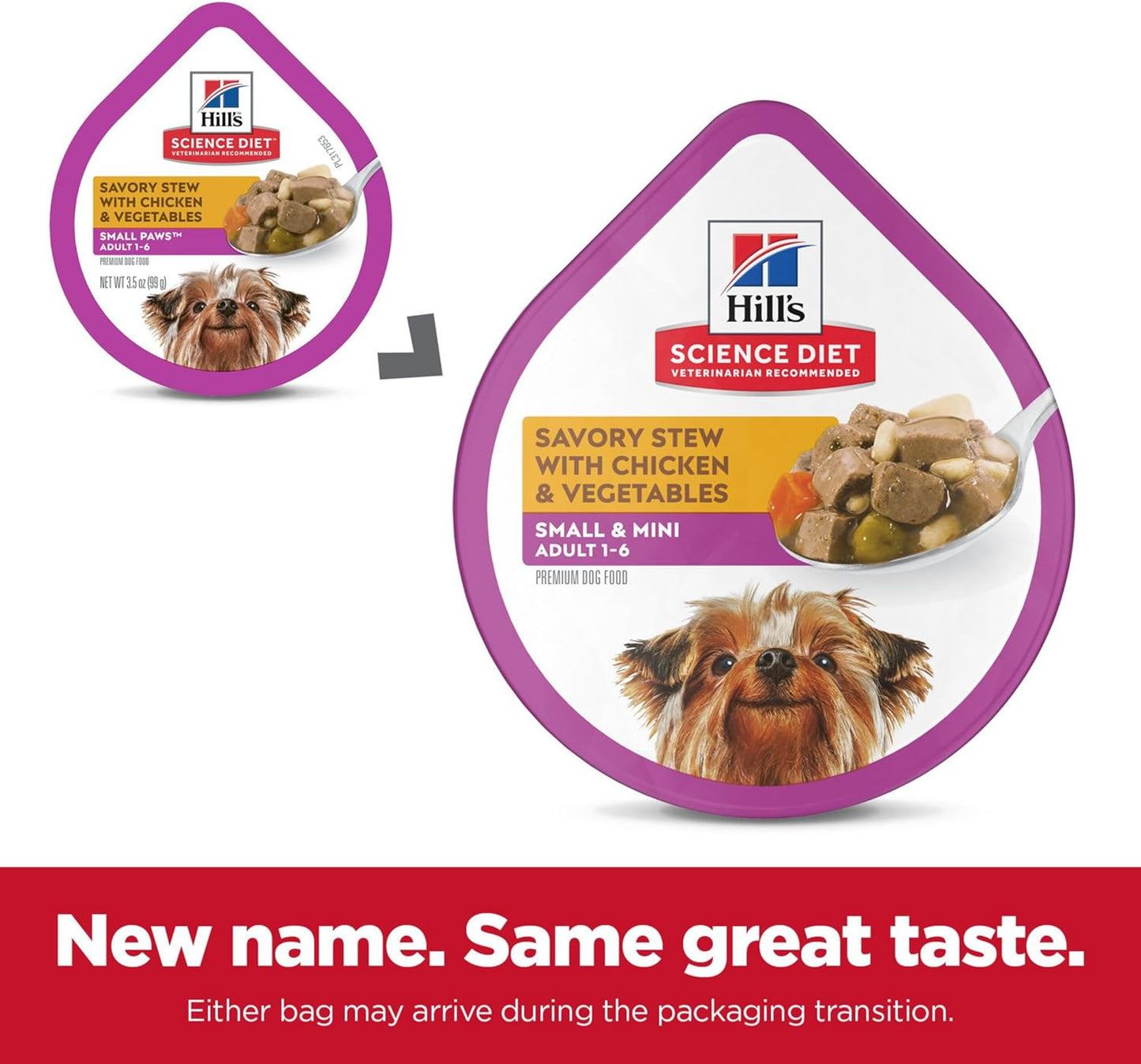 Hill's Science Diet Small & Mini, Adult 1-6, Small & Mini Breeds Premium Nutrition, Wet Dog Food, Chicken & Vegetables Stew, 3.5 oz Tray, Case of 12