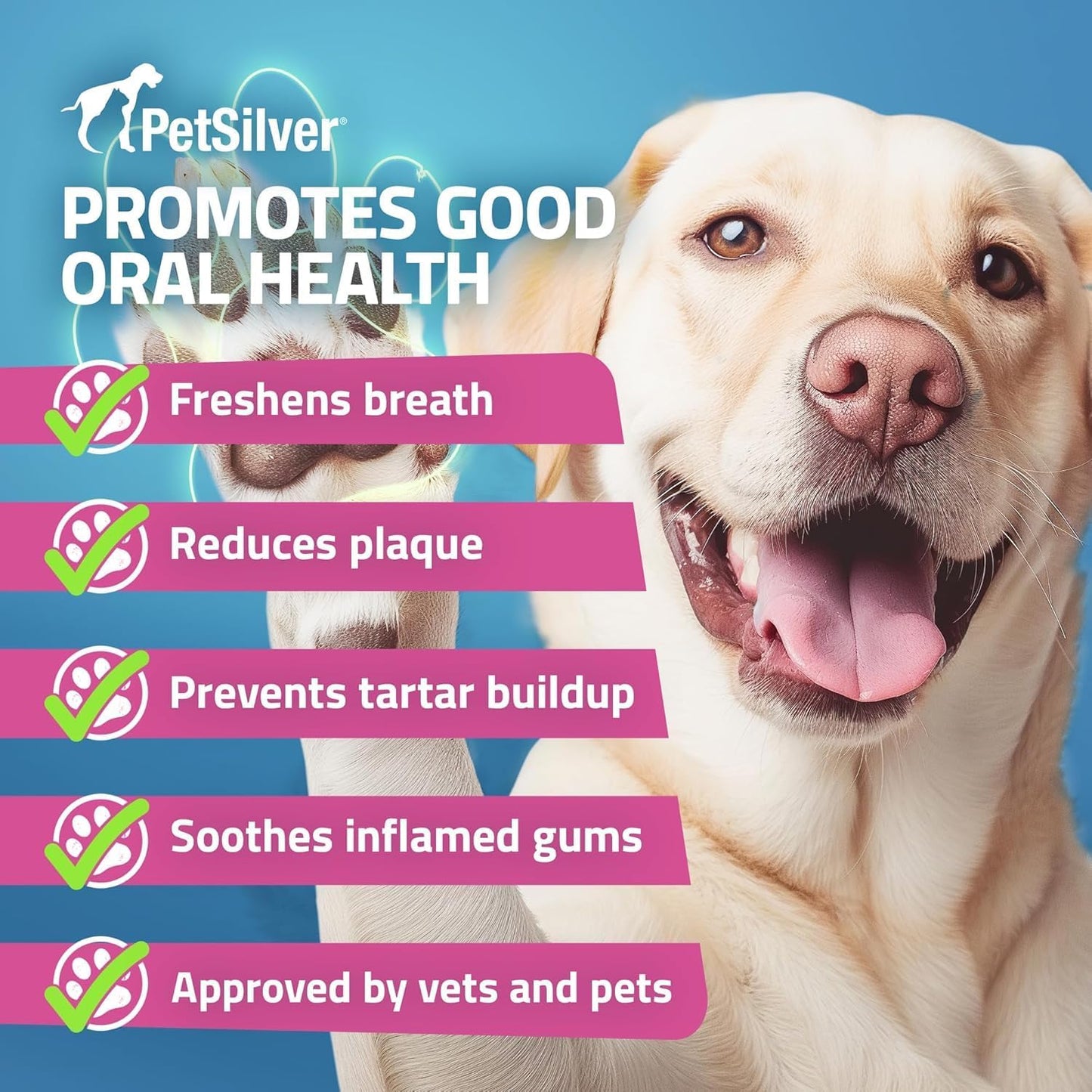 PetSilver Teeth & Gum Spray - Dog Dental & Teeth Cleaning Spray for Plaque & Tartar Build-Up Reduction - Made in USA - 4oz, 2-Pack