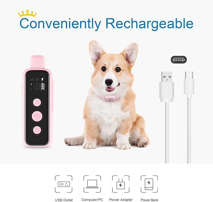 Bousnic Dog Shock Collar for 2 Dogs - (8-120lbs) Waterproof Rechargeable Electric
