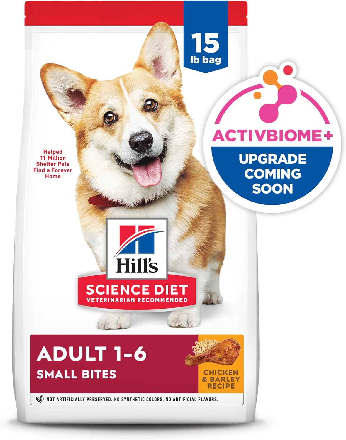 Hill's Science Diet Adult 1-6, Adult 1-6 Premium Nutrition, Small Kibble, Dry Dog Food, Chicken & Barley, 15 lb Bag