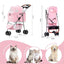 Pet Stroller for Small/Medium Dogs and Cats, Foldable 3 Wheel Jogger with One-Click Fold, Breathable Mesh, Storage Basket, Cup Holder, Weather Cover, (Pink)