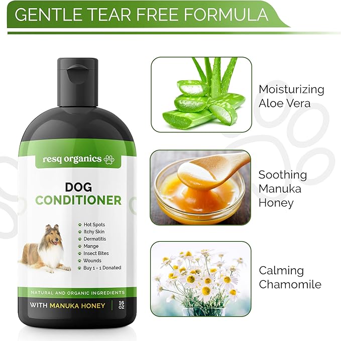 Hypoallergenic Dog Coat Conditioner- Detangles & Softens Fur, Calms Itching & Dryness