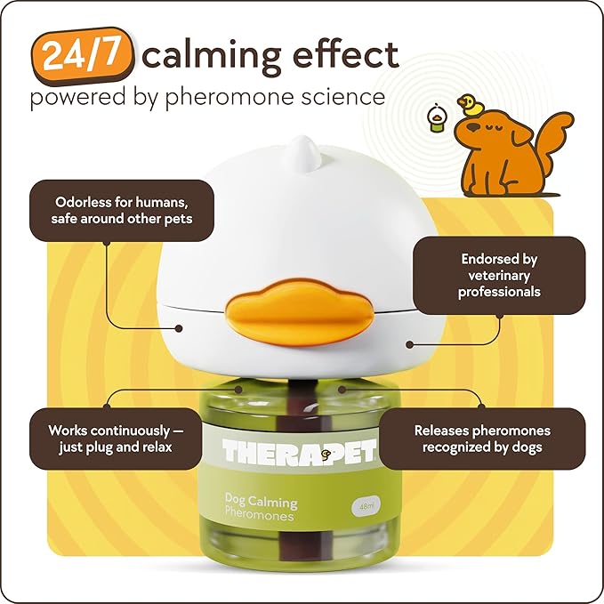 TherapetMD Dog Calming Diffuser - for Stress, Destructive Behavior, Pee Accidents, Separation Anxiety, Barking, Aggression & Chewing - 2 count Refill Included 30-Day each