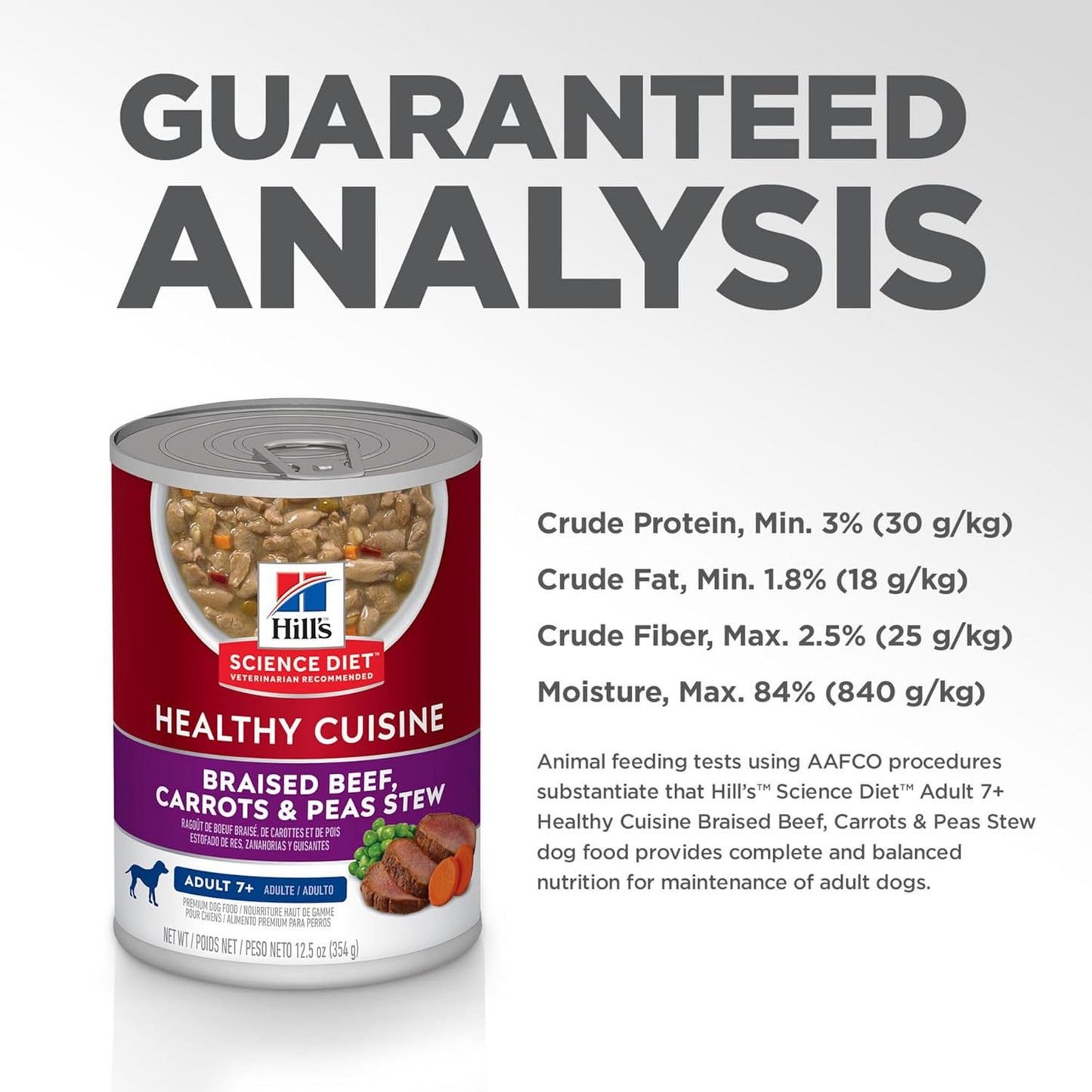 Hill's Science Diet Healthy Cuisine, Senior Adult 7+, Senior Premium Nutrition, Wet Dog Food, Braised Beef, Carrots & Peas Stew, 12.5 oz Can, Case of 12