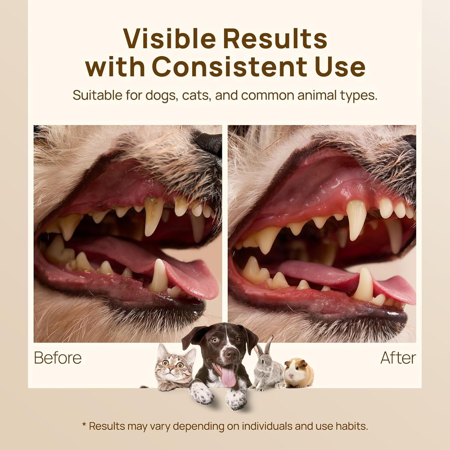 HICC PET Pro Teeth Cleaning Wipes, Vet-Recommended Dog Finger Toothbrush, 50 Count, Unscented